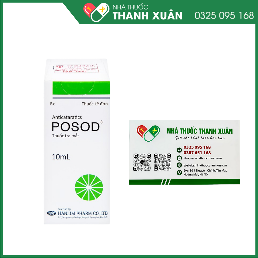 Posod Eye Drops điều trị bệnh đục thuỷ tinh thể, xuất huyết pha lê thể